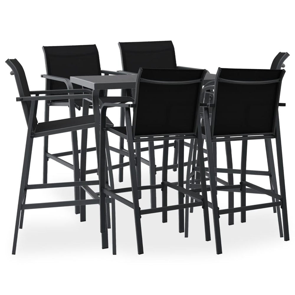 vidaXL 7-Piece Outdoor Bar Set Black