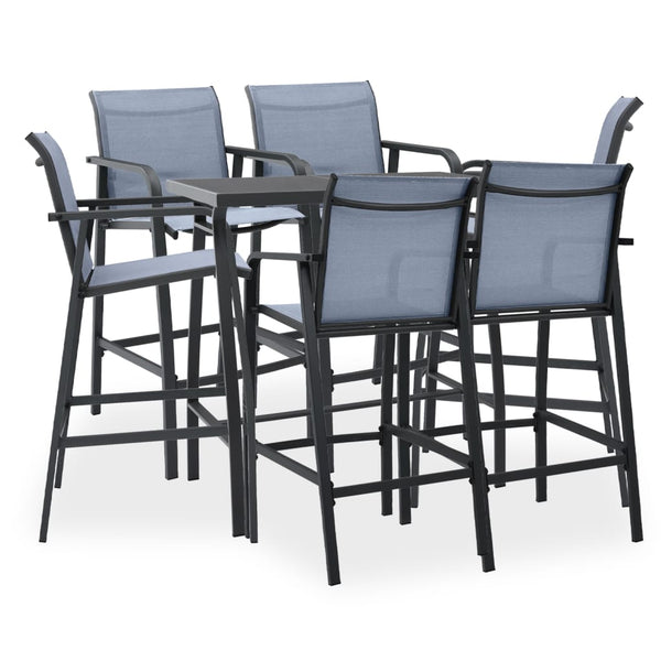 7-tlg. Gartenbar-Set Schwarz und Grau