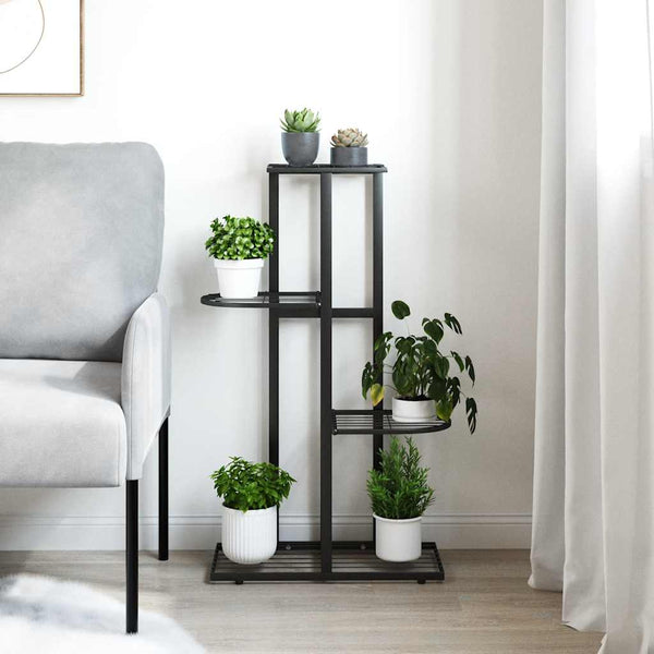 Blumenständer 4 Etagen Schwarz Metall
