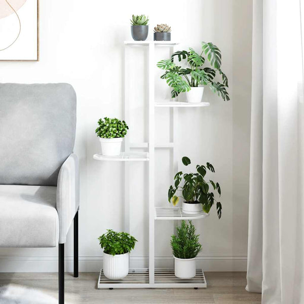 Metall Blumenständer, 5 Etagen, Weiß