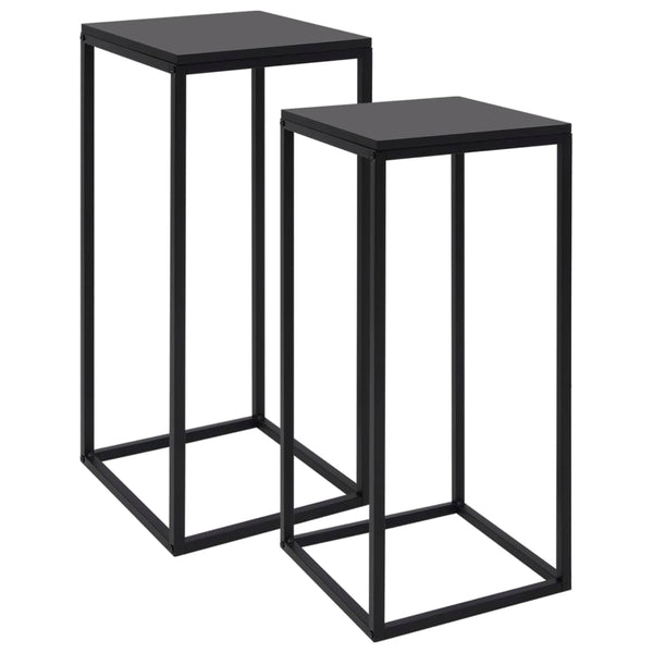 Schwarze Beistelltische, 2er-Set