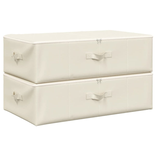 Aufbewahrungsboxen Stoff Creme 2er-Set 70x40x18cm