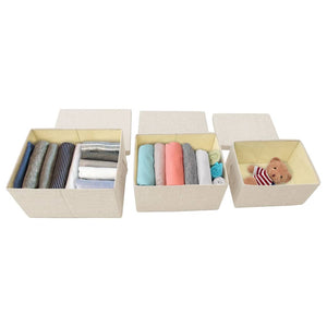 3-tlg. Stoff Aufbewahrungsboxen Set Creme
