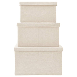 3-tlg. Stoff Aufbewahrungsboxen Set Creme