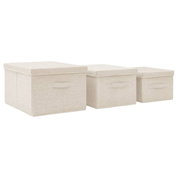 3-tlg. Stoff Aufbewahrungsboxen Set Creme