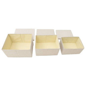 3-tlg. Stoff Aufbewahrungsboxen Set Creme