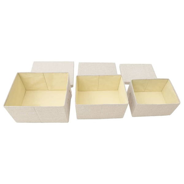 3-tlg. Stoff Aufbewahrungsboxen Set Creme
