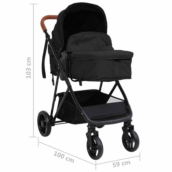 3-in-1 Kinderwagen Anthrazit/Schwarz