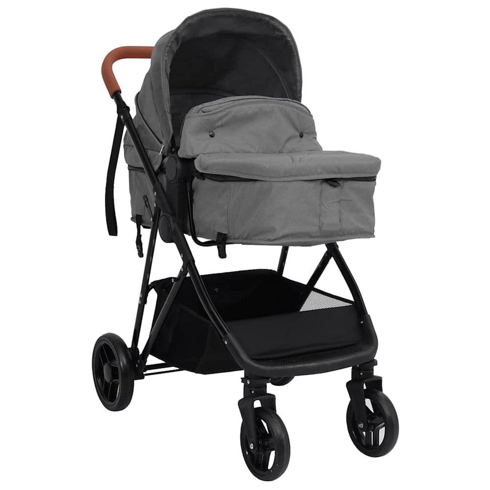 vidaXL Poussette 2 en 1 Gris clair et noir Acier