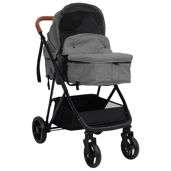 vidaXL Poussette 2 en 1 Gris clair et noir Acier