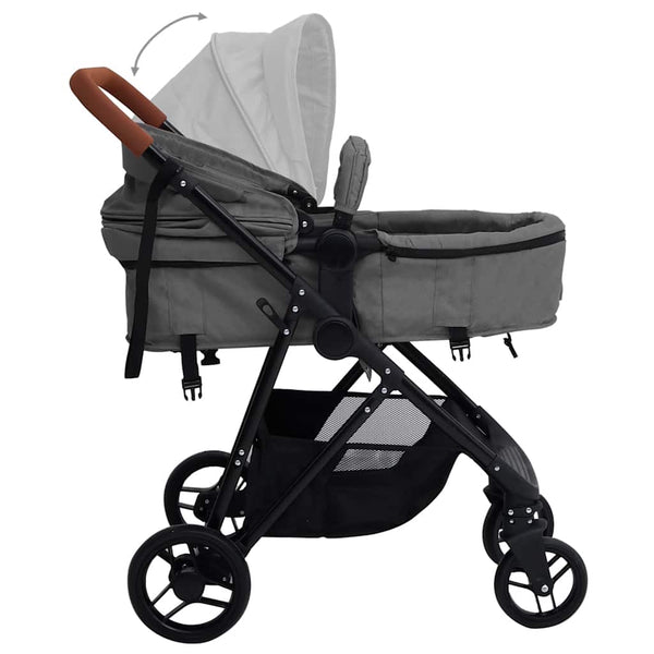 vidaXL Poussette 2 en 1 Gris clair et noir Acier
