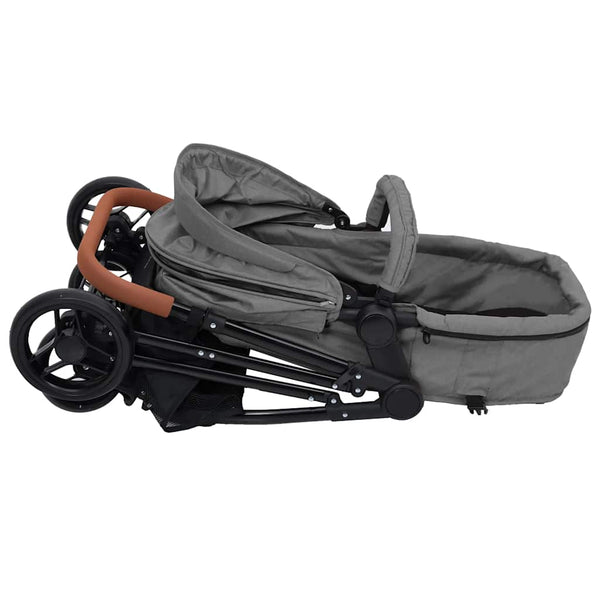 vidaXL Poussette 2 en 1 Gris clair et noir Acier