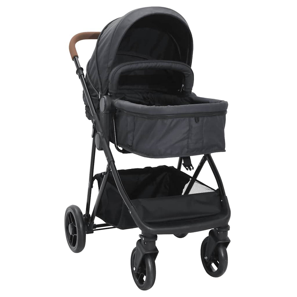 vidaXL Poussette 2 en 1 Anthracite et noir Acier