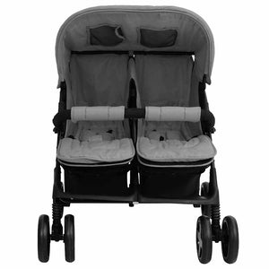 vidaXL Poussette double gris clair acier