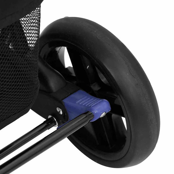 vidaXL Poussette double en acier bleu marine