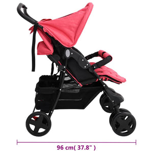 vidaXL Poussette double rouge acier