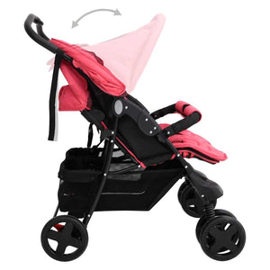 vidaXL Poussette double rouge acier