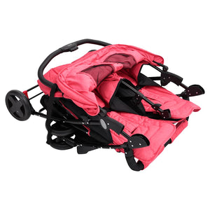 vidaXL Poussette double rouge acier