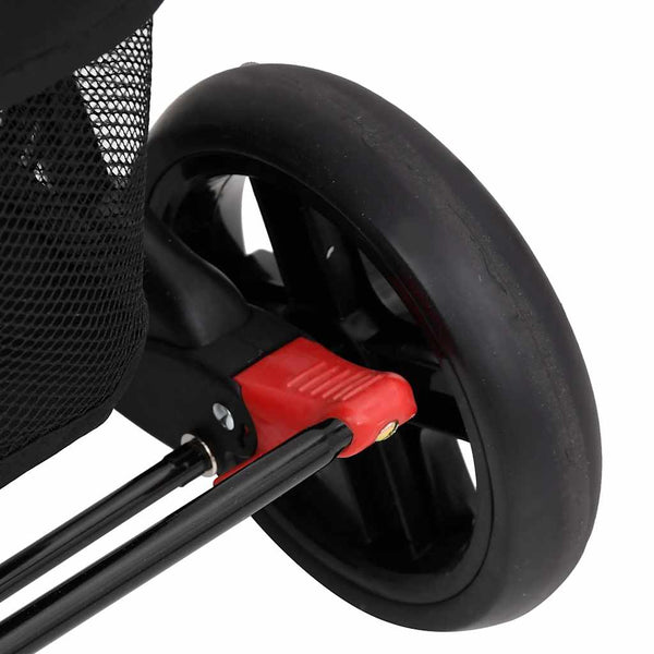 vidaXL Poussette double rouge acier