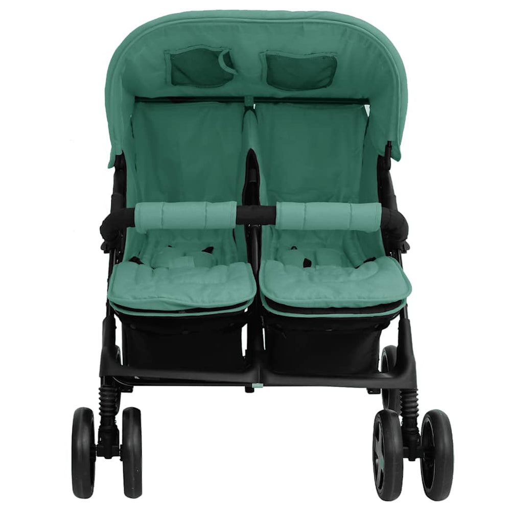 vidaXL Poussette double verte en acier