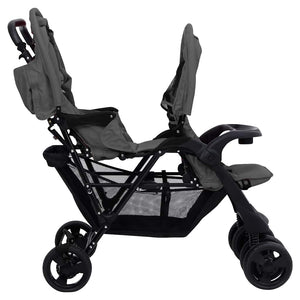 Tandem-Zwillingskinderwagen Dunkelgrau Stahl