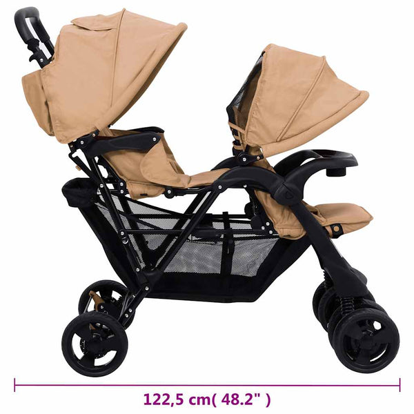 Tandem-Zwillingskinderwagen Taupe