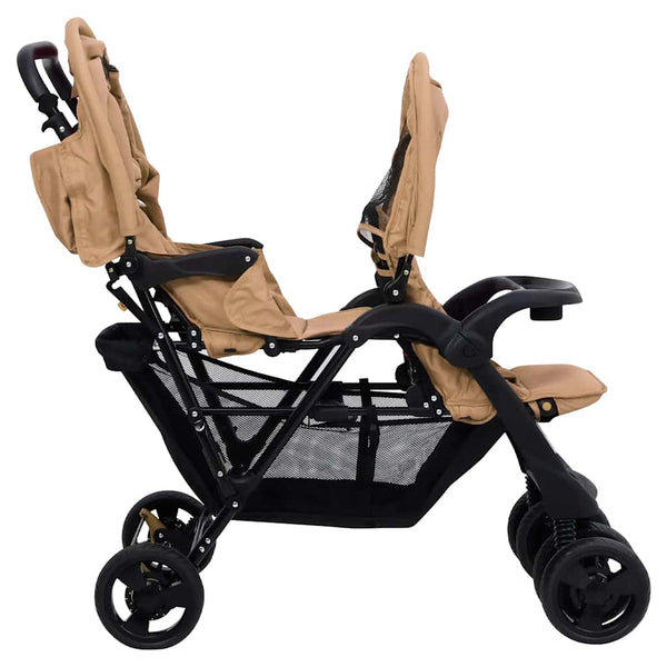 Tandem-Zwillingskinderwagen Taupe