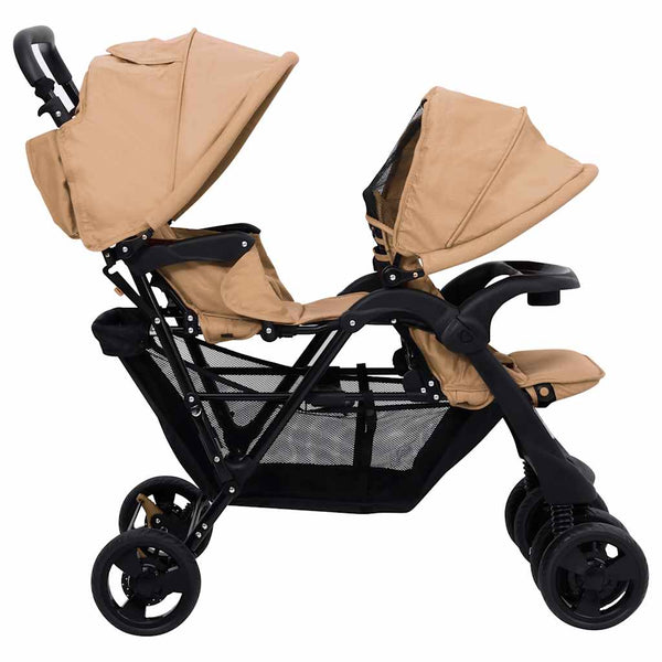 Tandem-Zwillingskinderwagen Taupe