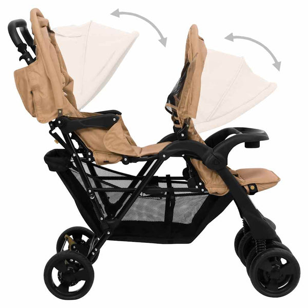 Tandem-Zwillingskinderwagen Taupe