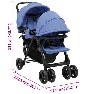 Tandem-Zwillingskinderwagen Marineblau Stahl