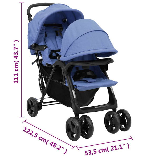 Tandem-Zwillingskinderwagen Marineblau
