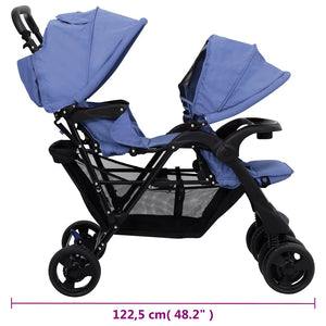 Tandem-Zwillingskinderwagen Marineblau