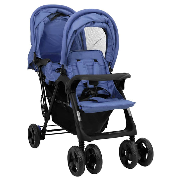 Tandem-Zwillingskinderwagen Marineblau