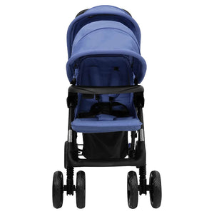 vidaXL Poussette double tandem bleu marine acier