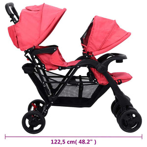 Tandem Zwillingskinderwagen Rot Stahl