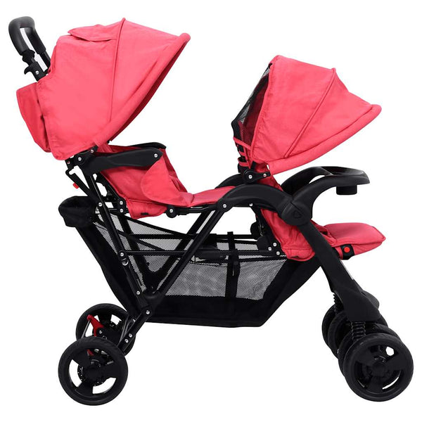 Tandem Zwillingskinderwagen Rot Stahl