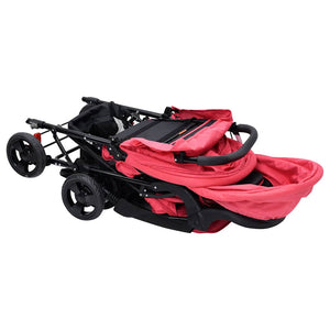 vidaXL Poussette double tandem rouge acier