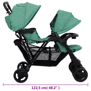 Tandem-Zwillingskinderwagen Grün Stahl