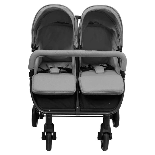 vidaXL Poussette double gris clair et noir Acier