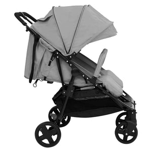 vidaXL Poussette double gris clair et noir Acier