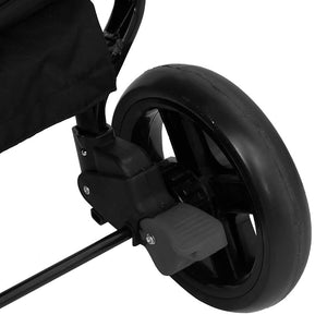 vidaXL Poussette double gris foncé et noir acier