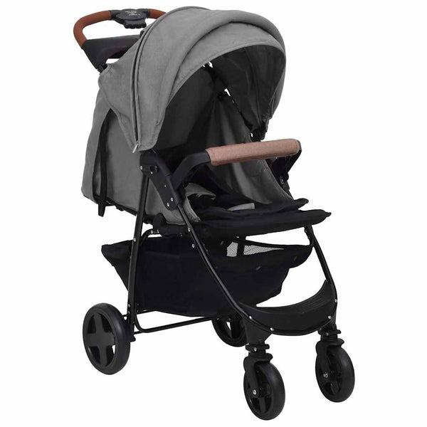 vidaXL Poussette 2 en 1 Gris clair Acier