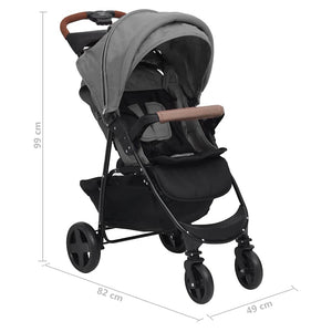 vidaXL Poussette 2 en 1 Gris clair Acier