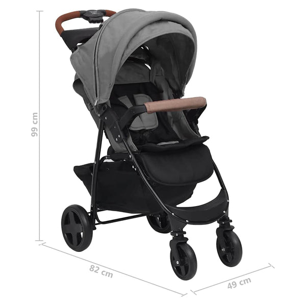 vidaXL Poussette 2 en 1 Gris clair Acier