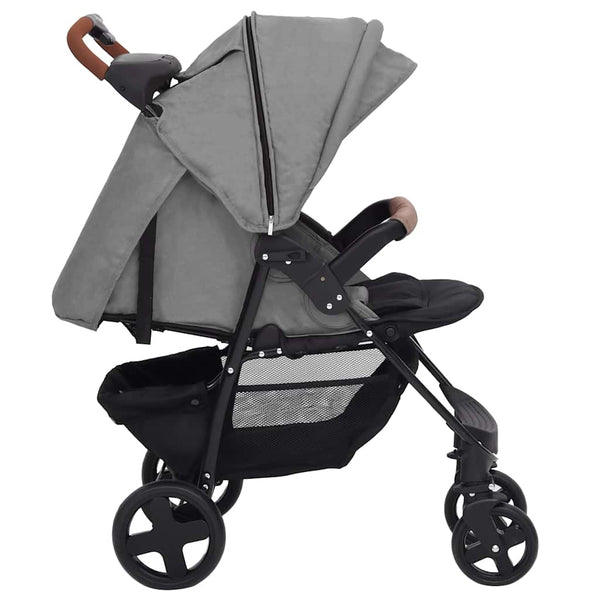 vidaXL Poussette 2 en 1 Gris clair Acier
