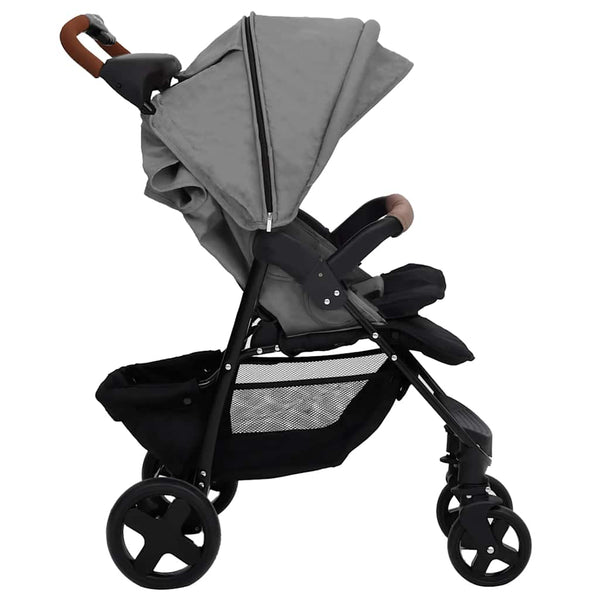 vidaXL Poussette 2 en 1 Gris clair Acier