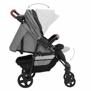 vidaXL Poussette 2 en 1 Gris clair Acier