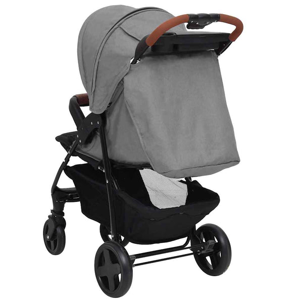 vidaXL Poussette 2 en 1 Gris clair Acier