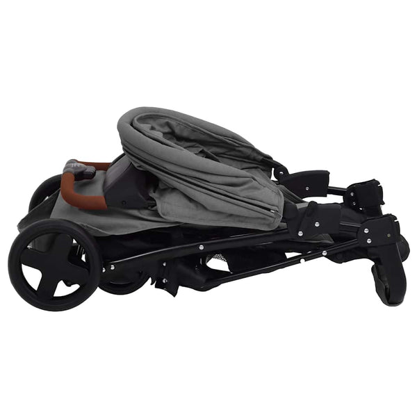 vidaXL Poussette 2 en 1 Gris clair Acier