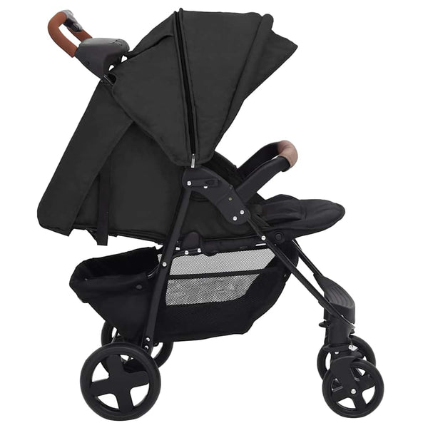 vidaXL Poussette 2-en-1 pour enfant anthracite acier